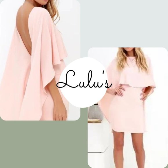 Best is yet to come Backless cape mini bodycon Lulu’s dress peach dress small - Picture 2 of 6